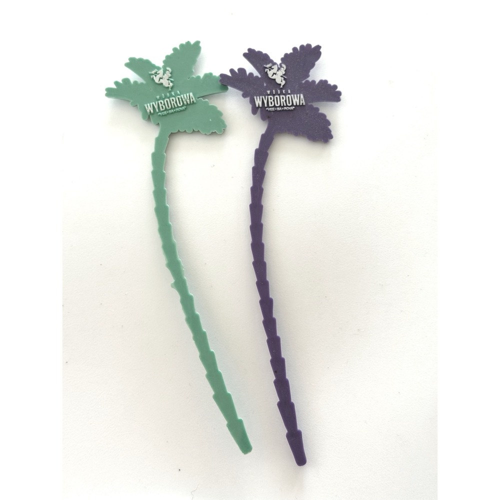 Vintage Wodka Wyborowa Palm Tree Swizzle Sticks Plastic Cocktail Stirrers 2pc